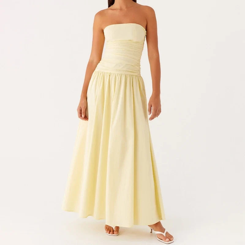 Festliches Damen Strickkleid in Maxilänge in Gelb