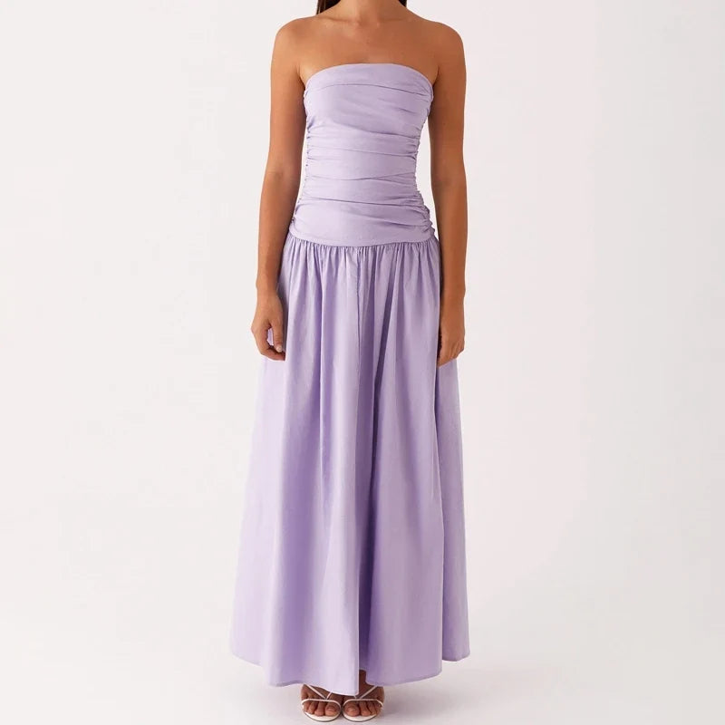 Festliches Damen Strickkleid in Maxilänge in Lavender