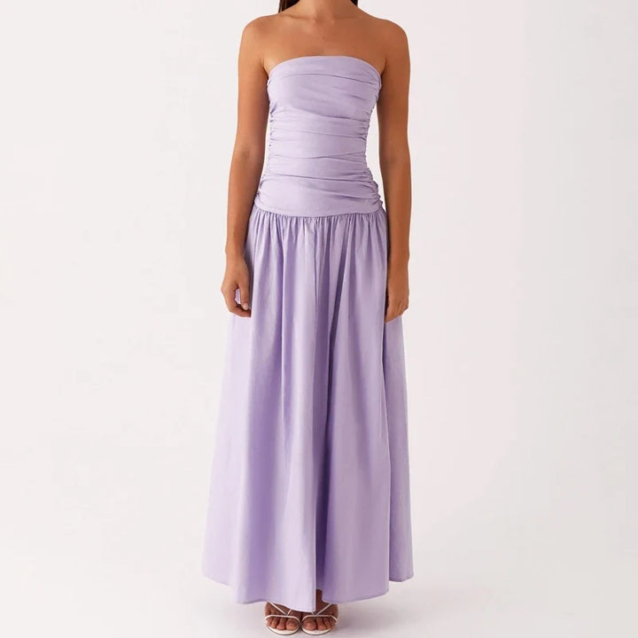 Festliches Damen Strickkleid in Maxilänge in Lavender