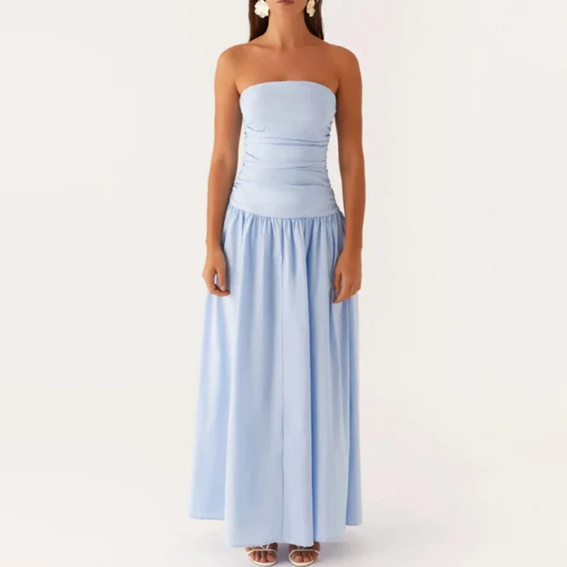 Festliches Damen Strickkleid in Maxilänge in Sky Blue