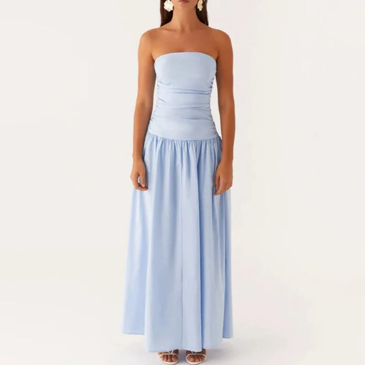 Festliches Damen Strickkleid in Maxilänge in Sky Blue