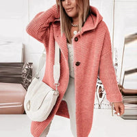 Lina | Gemütliche Damen Cardigan mit Kapuze Langform
