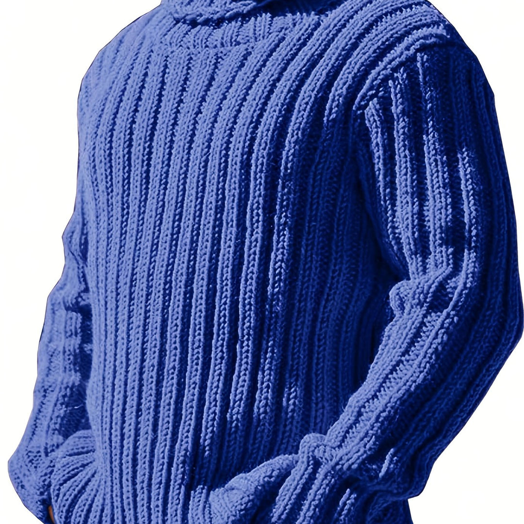 Gerippelter Damen Pullover im klassischen Stil in Blau