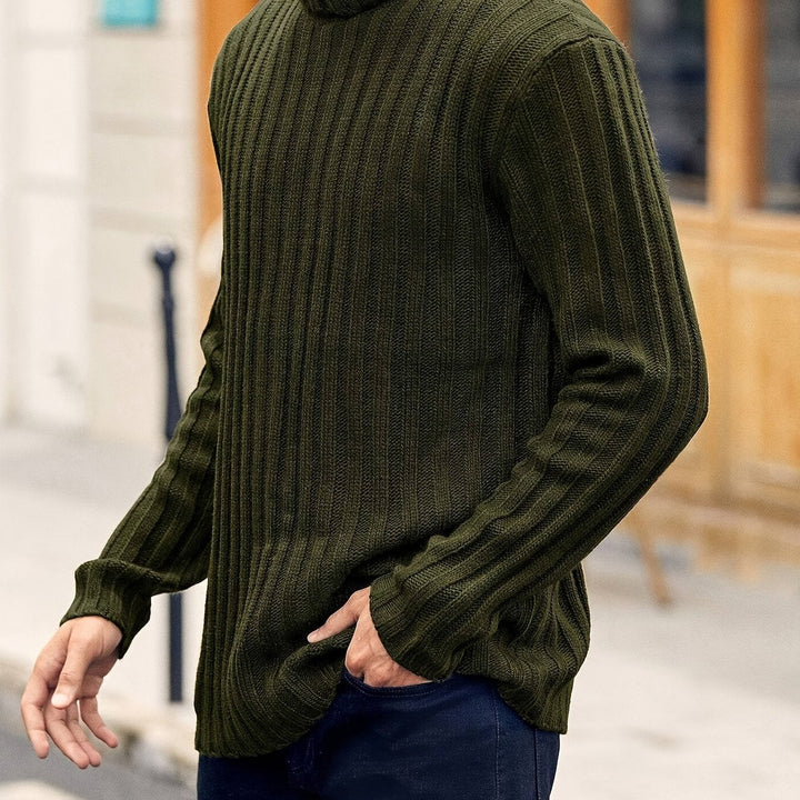 Gerippelter Damen Pullover im klassischen Stil in Grün
