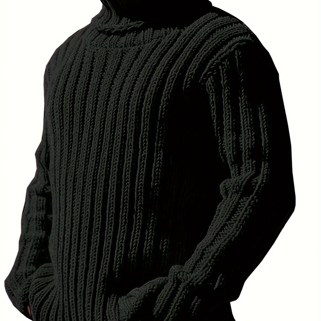 Gerippelter Damen Pullover im klassischen Stil in Schwarz