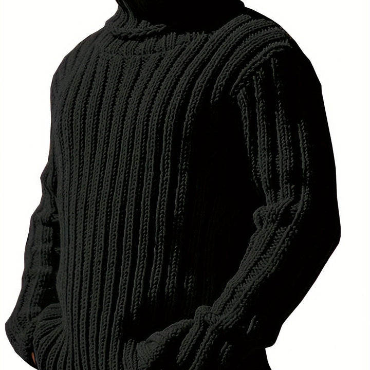 Gerippelter Damen Pullover im klassischen Stil in Schwarz