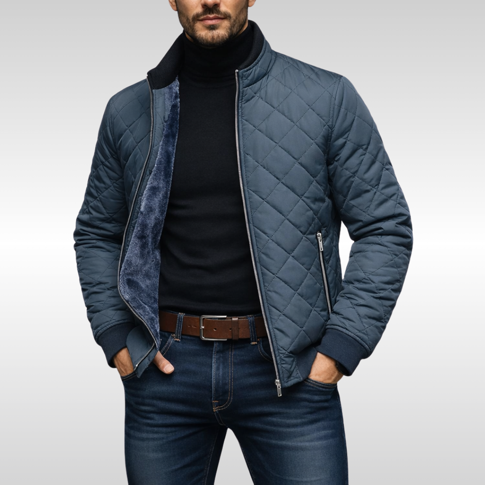 Gesteppte Herren Winterjacke mit Fleecefutter in Grau