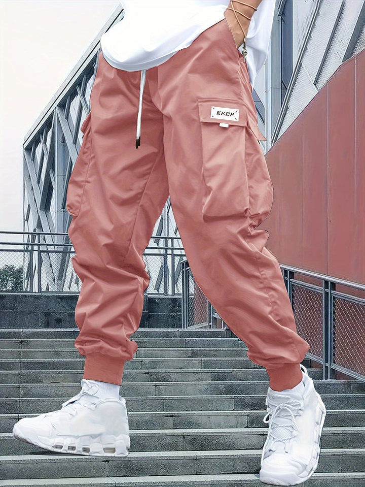 Herren Cargohose mit Jogger-Schnitt für den Alltag in Rosa