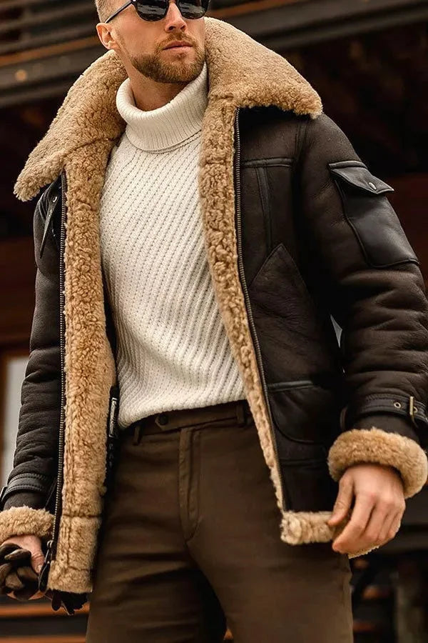 Herren Fleecejacke mit eleganter Camel-Optik für Herbst in Kaffee