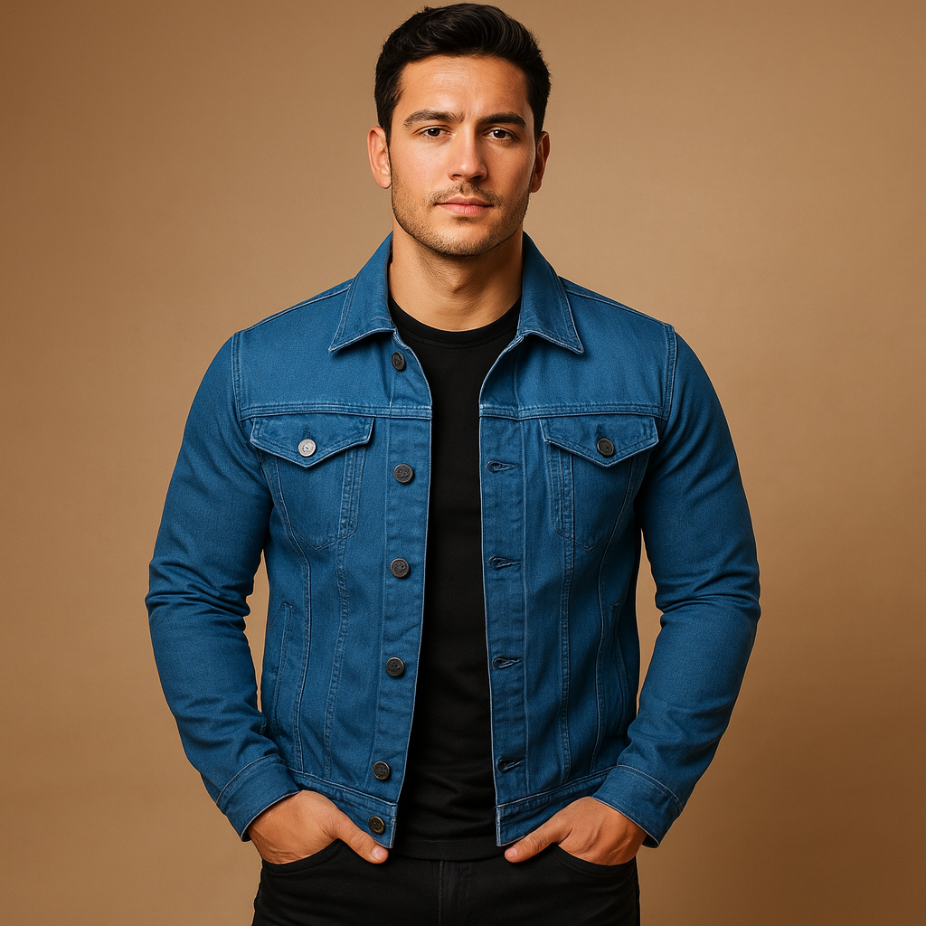 Herren Jacke aus Denim im klassischen Trucker-Stil in Blau