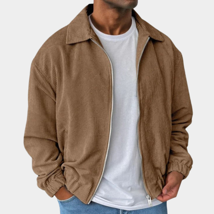 Herren Jacke aus Kordstoff im lockeren Design in Braun