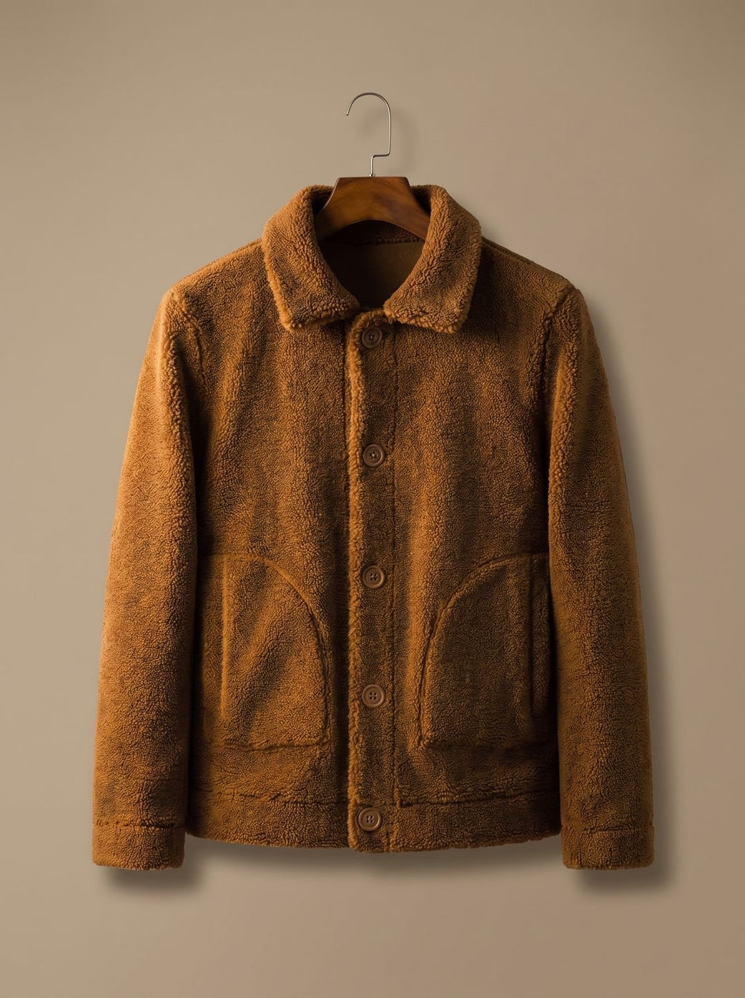 Herren Jacke aus kuscheligem Sherpa Fleece in Braun