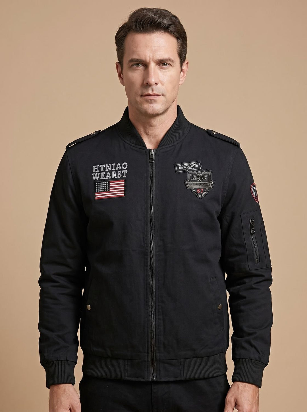 Herren Jacke im Bomberstil mit Military-Patches