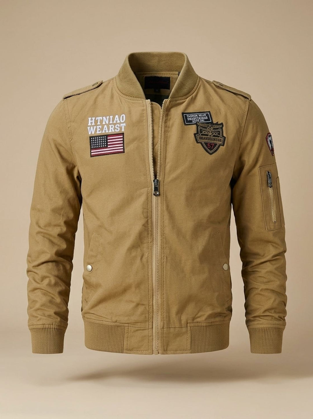Herren Jacke im Militär-Stil mit Patches (4)