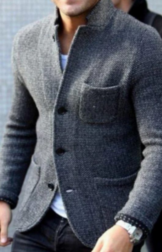 Herren Jacke im modernen Casual-Blazer-Stil in Grau