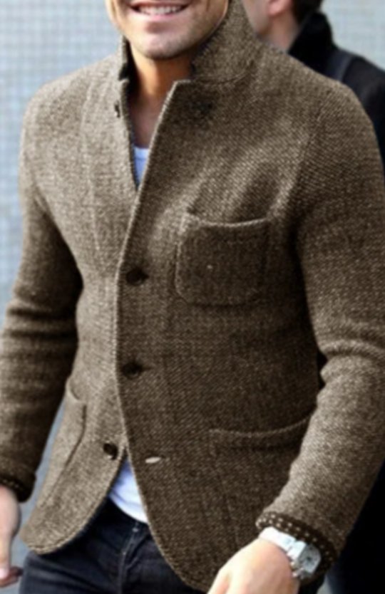 Herren Jacke im modernen Casual-Blazer-Stil in Khaki