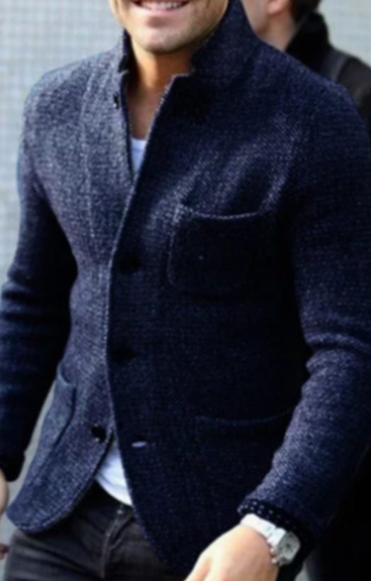 Herren Jacke im modernen Casual-Blazer-Stil in Marineblau