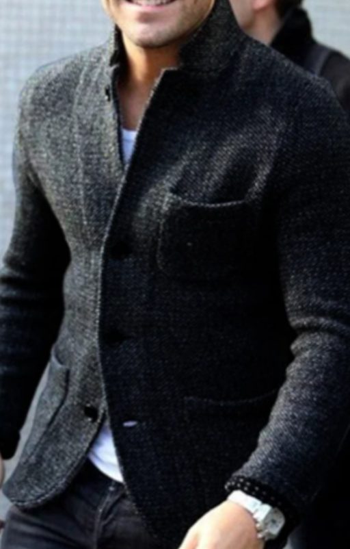 Herren Jacke im modernen Casual-Blazer-Stil in Schwarz