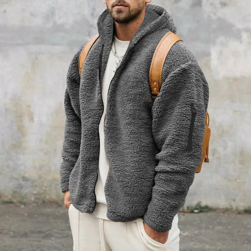 Herren Jacke mit langen Ärmeln und Kapuze in Dunkelgrau