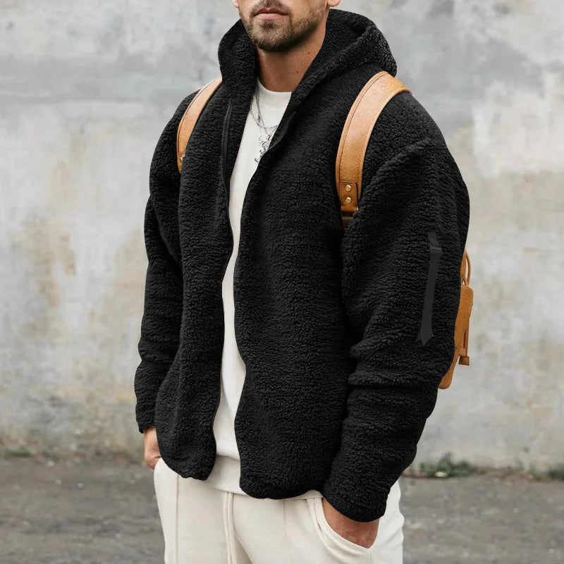 Herren Jacke mit langen Ärmeln und Kapuze in Schwarz