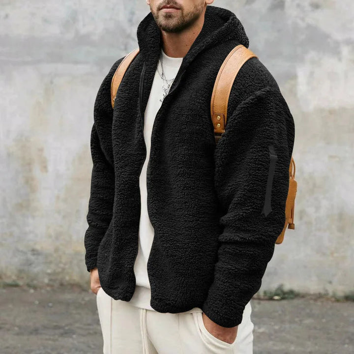 Herren Jacke mit langen Ärmeln und Kapuze in Schwarz