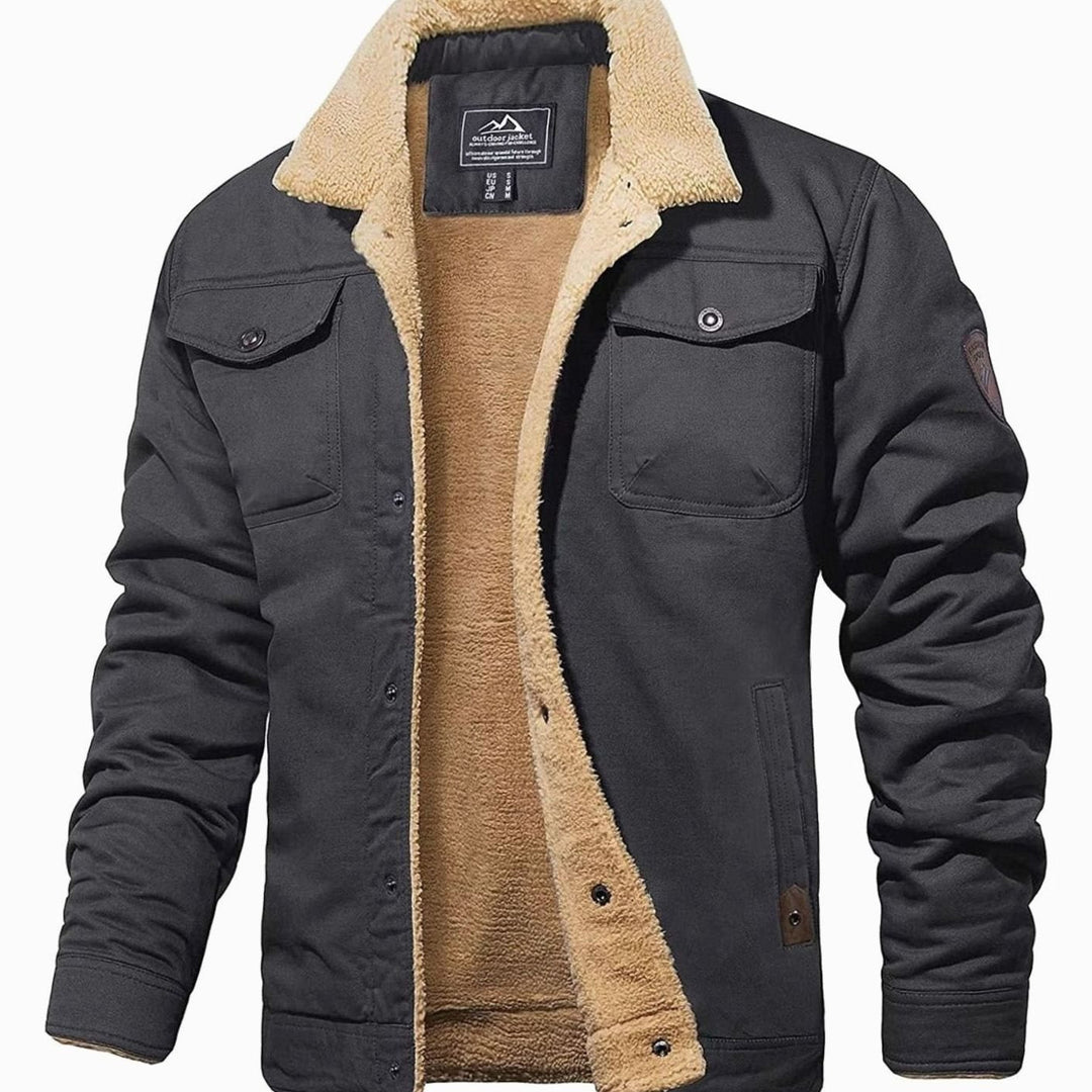 Herren Jacke mit Sherpa-Futter für Herbst in Grau