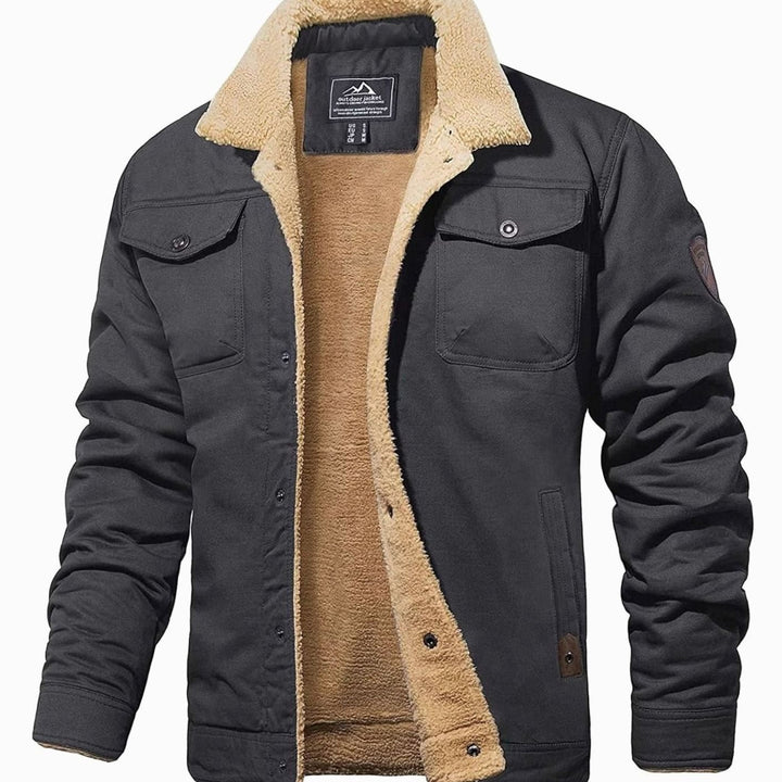Herren Jacke mit Sherpa-Futter für Herbst in Grau