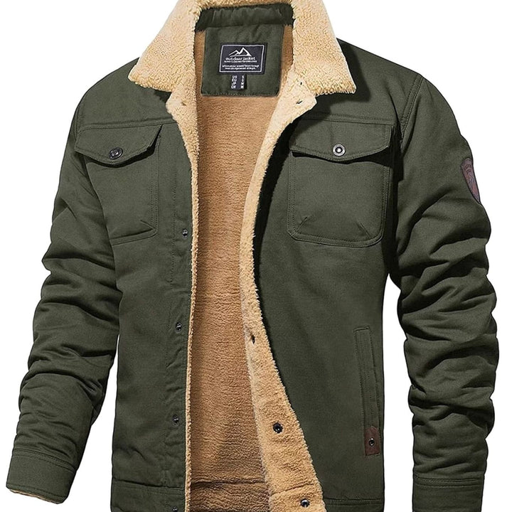 Herren Jacke mit Sherpa-Futter für Herbst in Grün