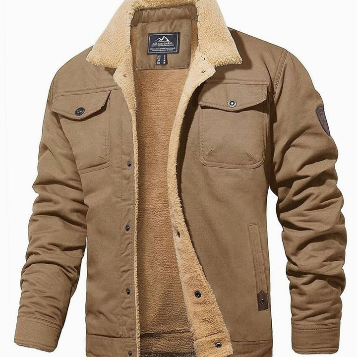 Herren Jacke mit Sherpa-Futter für Herbst in Khaki