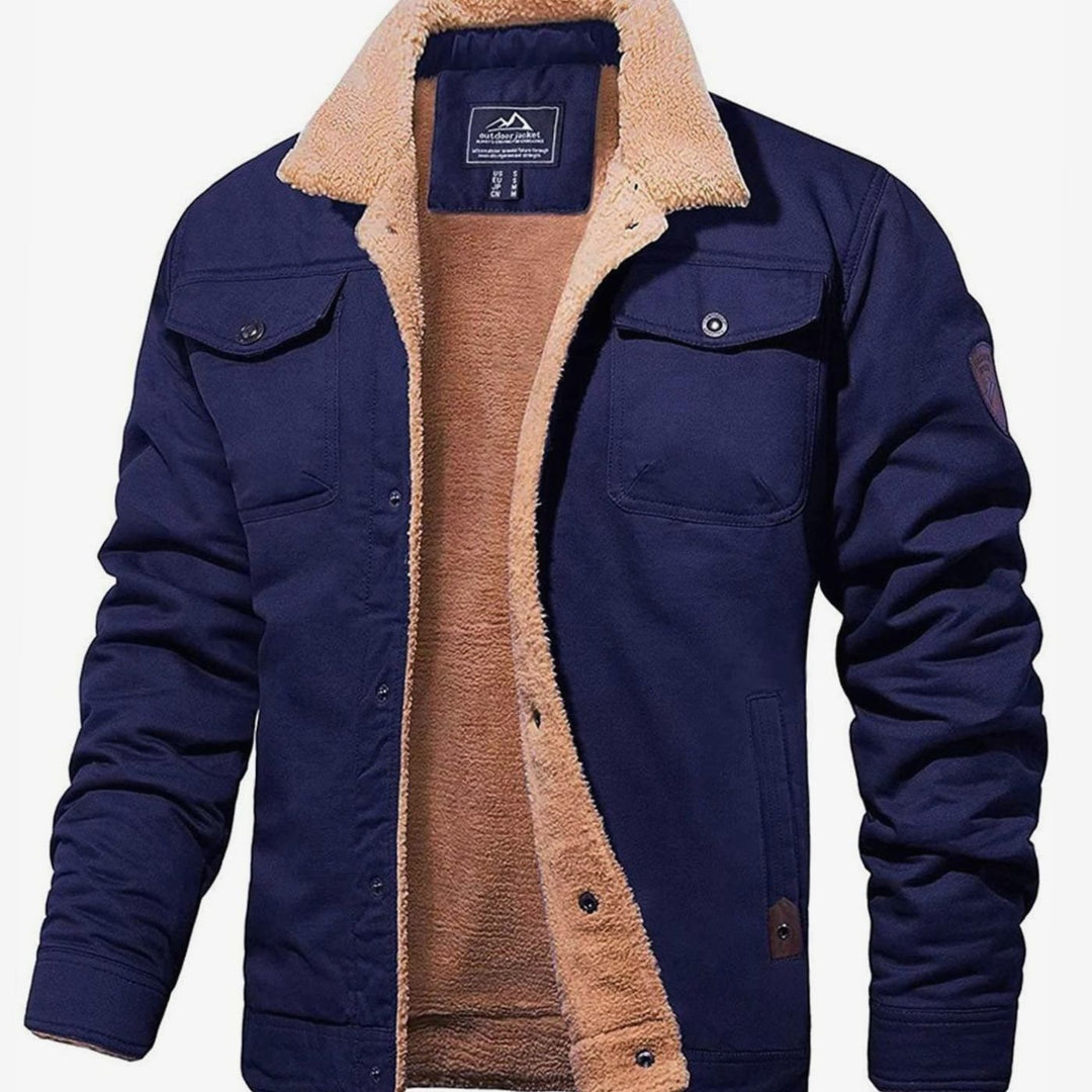 Herren Jacke mit Sherpa-Futter für Herbst in Marineblau