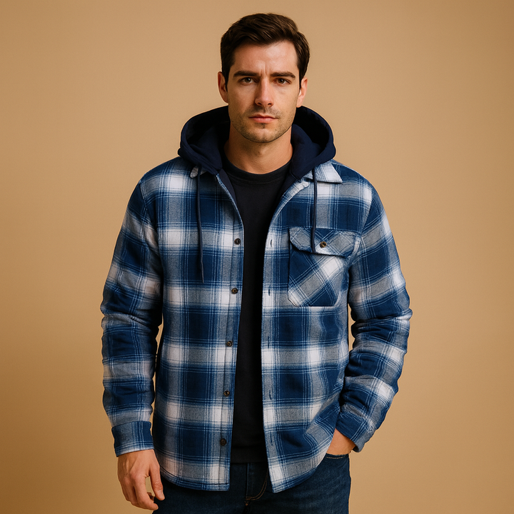 Herren Jacke mit warmen Futter und Kapuze in Blau
