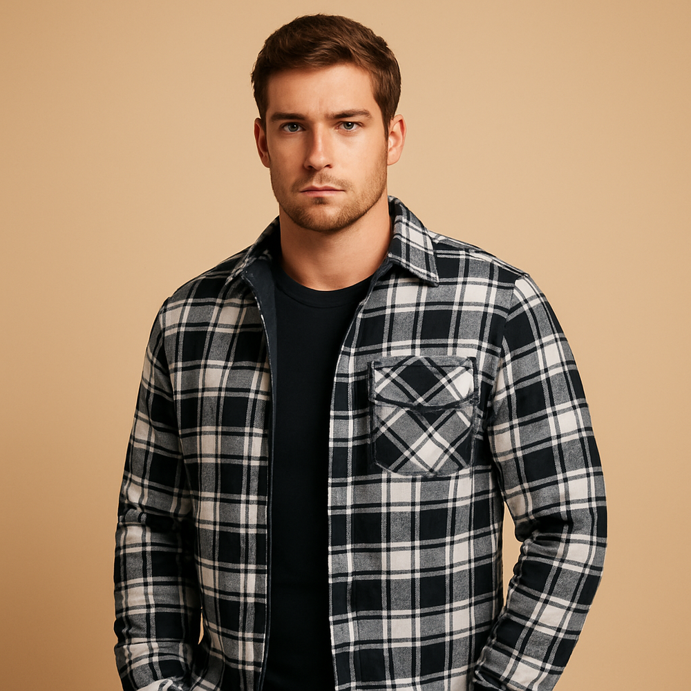 Herren Jacke mit warmen Futter und Kapuze in Schwarz