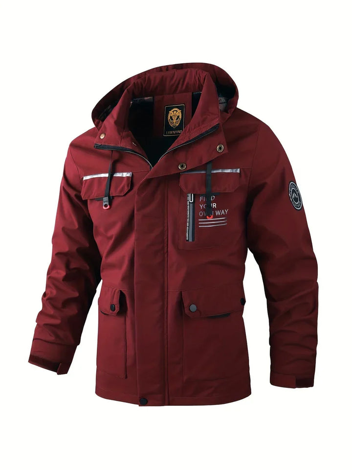 Herren Jacke Outdoor wasserdicht mit Kapuze in Bordeaux