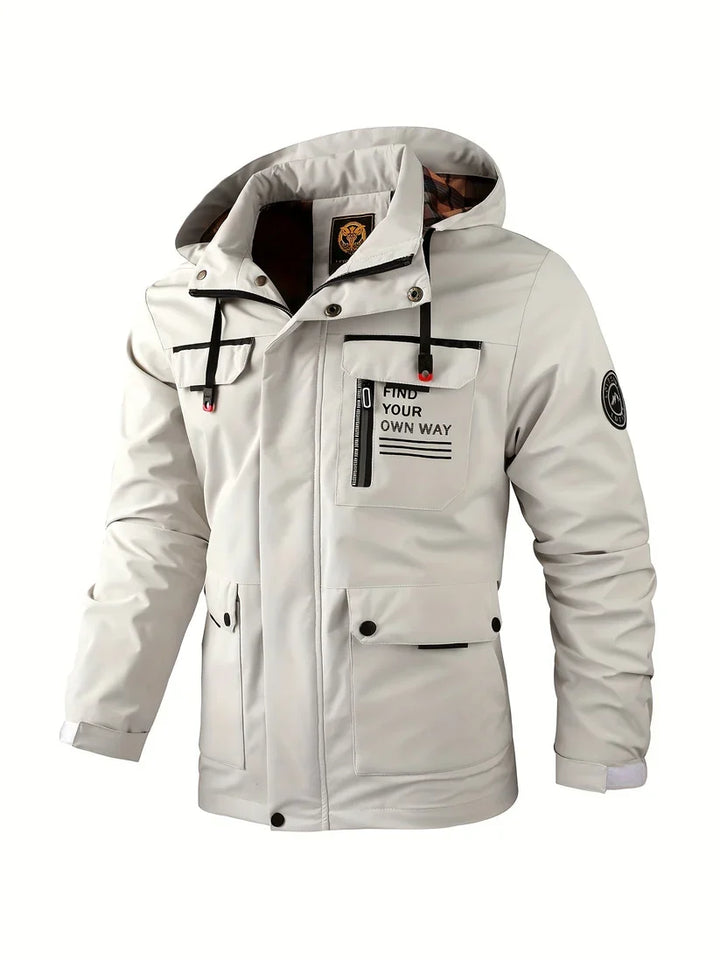 Herren Jacke Outdoor wasserdicht mit Kapuze in Weiß