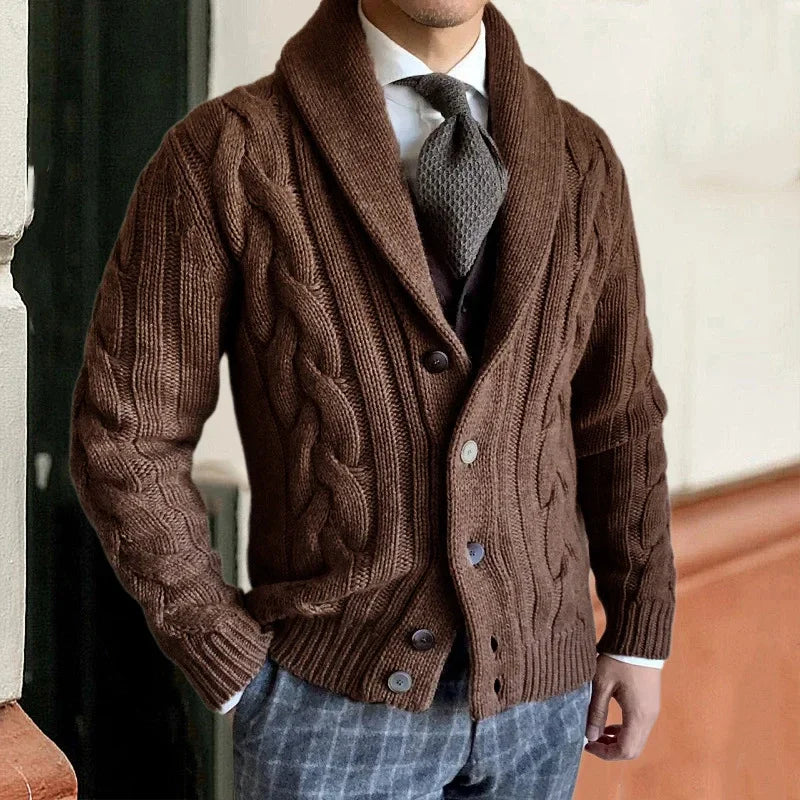 Herren Klassische Strickjacke aus Wollmischung in Braun