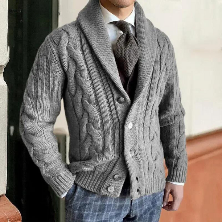 Herren Klassische Strickjacke aus Wollmischung in Grau
