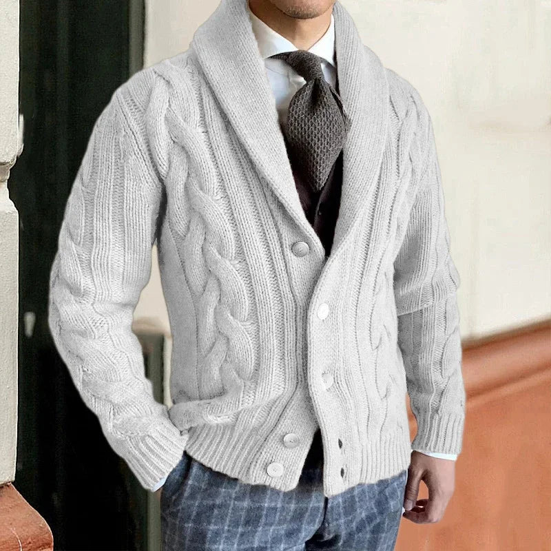 Herren Klassische Strickjacke aus Wollmischung in Weiß