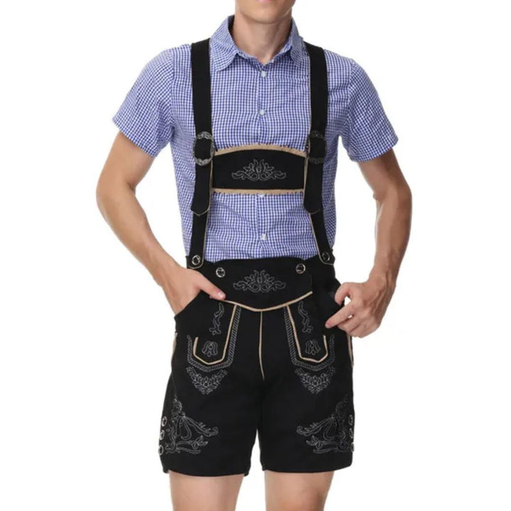 Herren Lederhose für Oktoberfest im bayerischen Stil in Blau