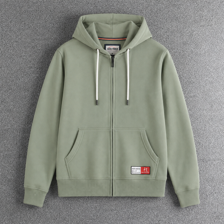 Herren Pullover aus Fleece mit Kapuze in Grün