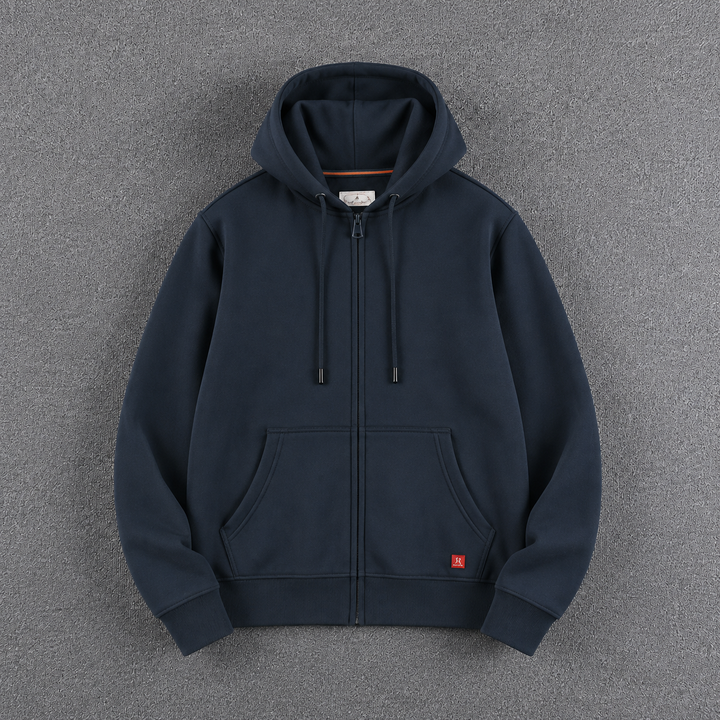 Herren Pullover aus Fleece mit Kapuze in Marineblau