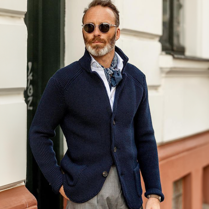 Herren Pullover mit Waffelpiqué und Stehkragen (3)