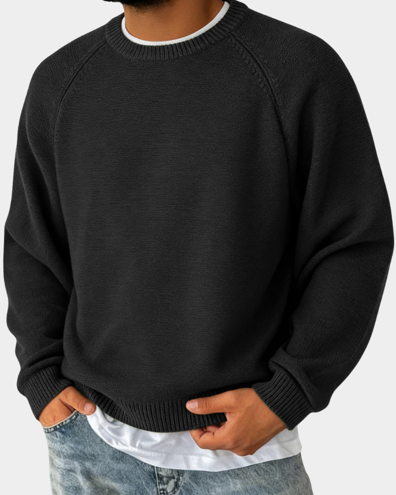 Herren Pullover zum Kombinieren in feinem Strick in Schwarz