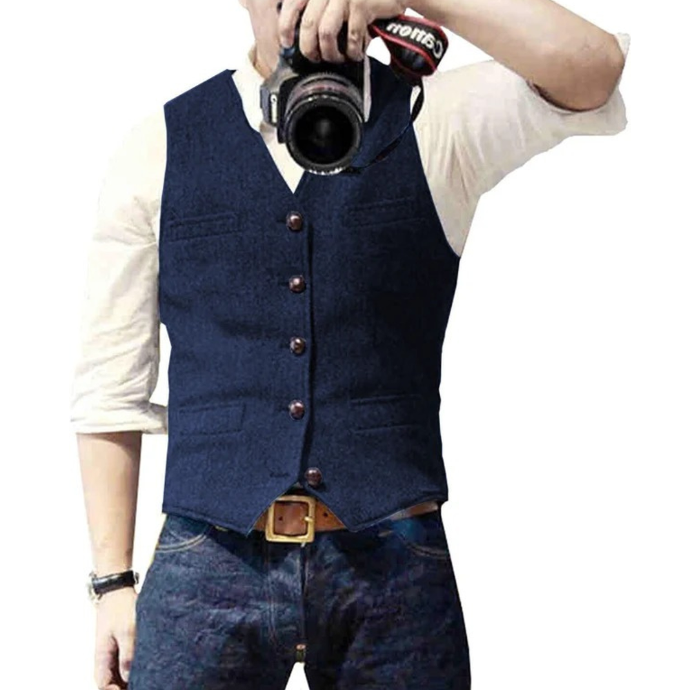 Herren Slim-Fit Weste zum Oktoberfest in Blau