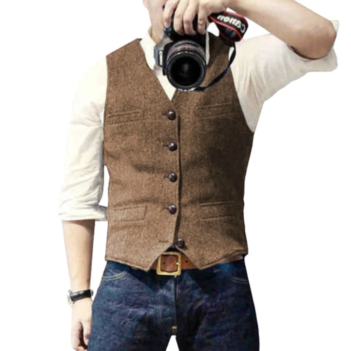 Herren Slim-Fit Weste zum Oktoberfest in Braun