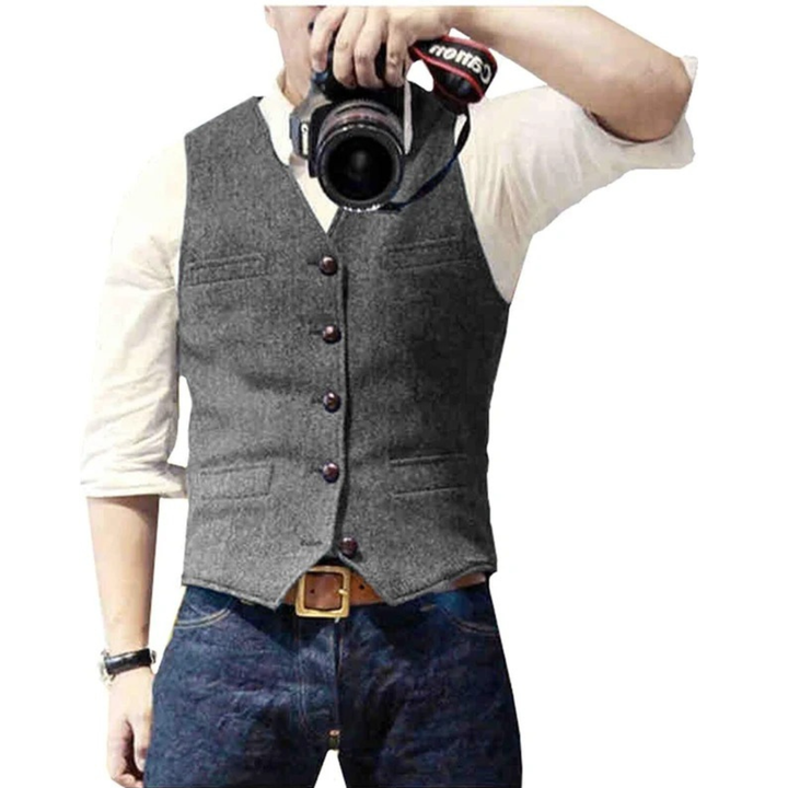 Herren Slim-Fit Weste zum Oktoberfest in Grau
