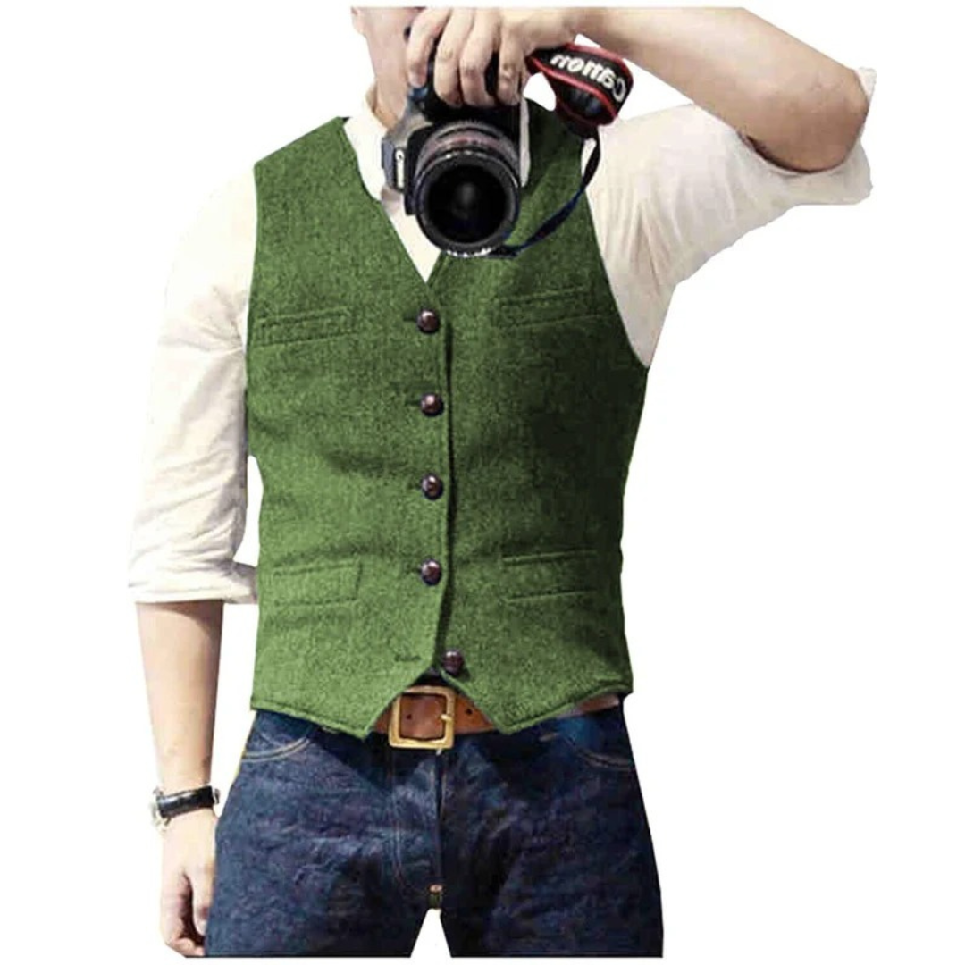 Herren Slim-Fit Weste zum Oktoberfest in Grün