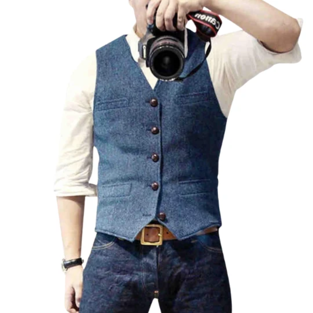 Herren Slim-Fit Weste zum Oktoberfest in Hellblau