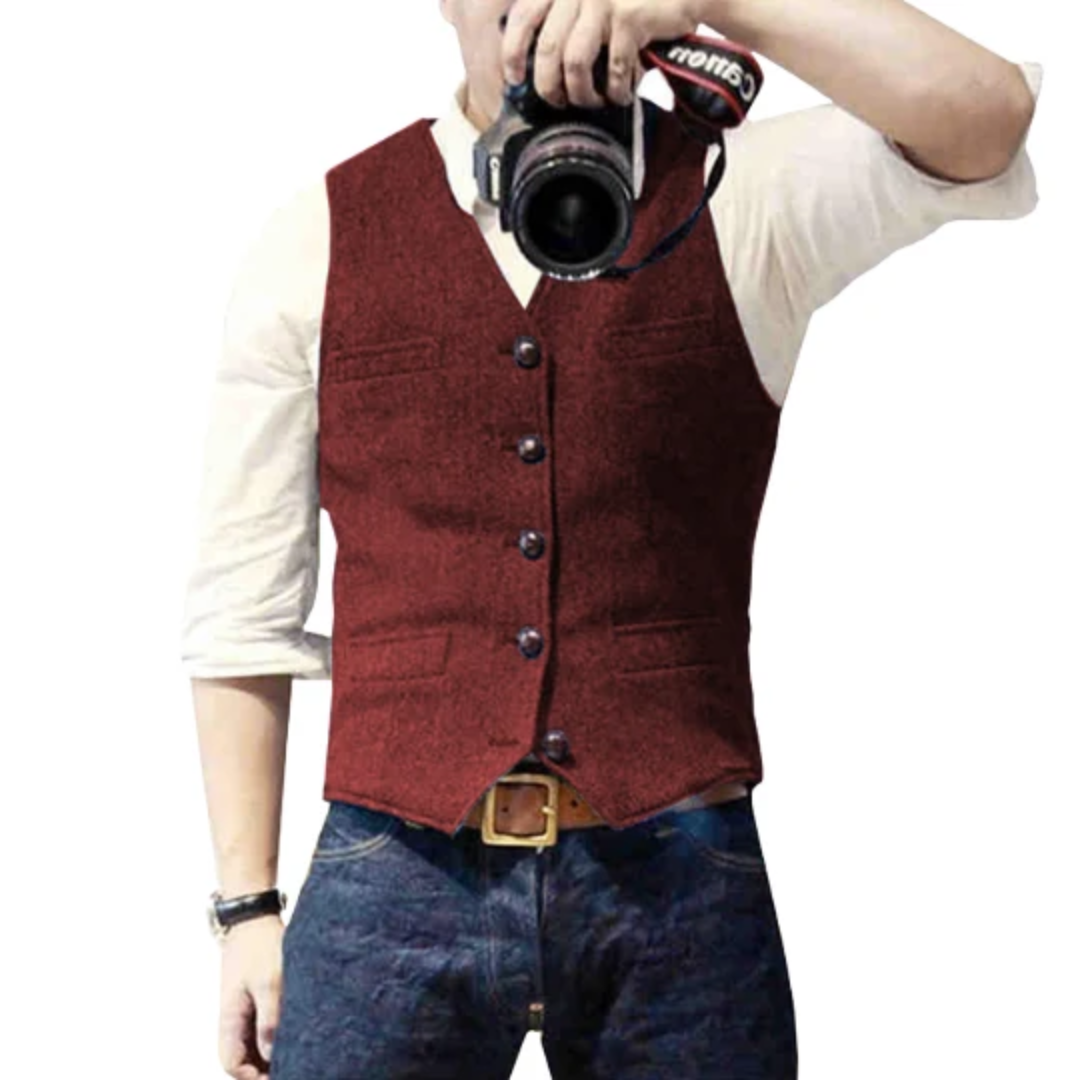 Herren Slim-Fit Weste zum Oktoberfest in Rot