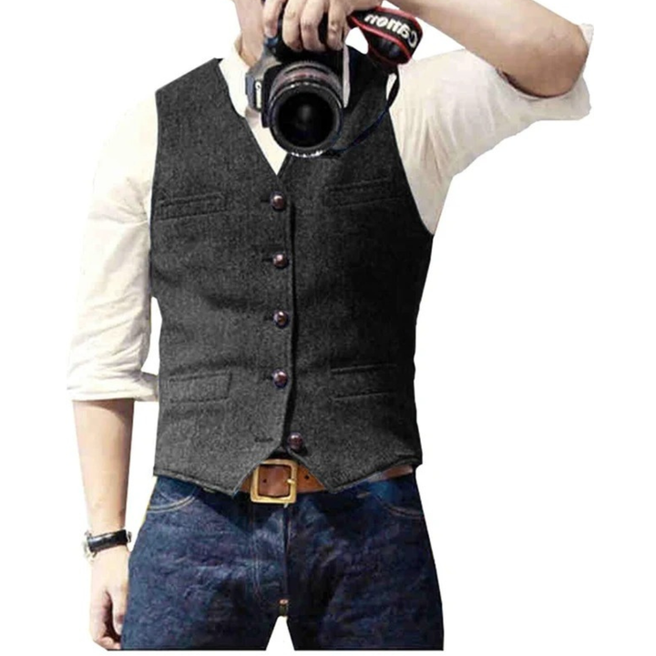 Herren Slim-Fit Weste zum Oktoberfest in Schwarz