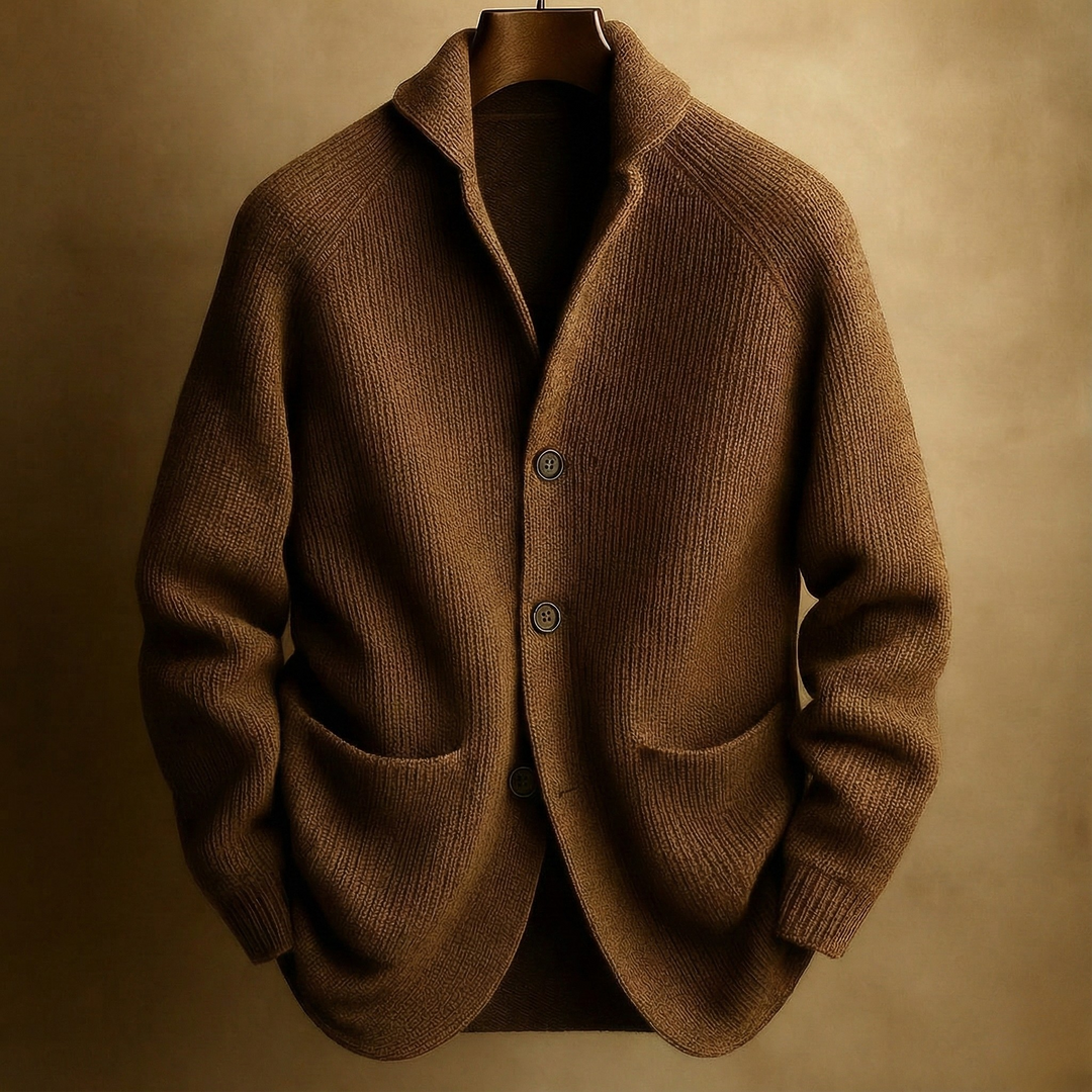 Herren Strickjacke aus Wollmischung für Herbst in Braun